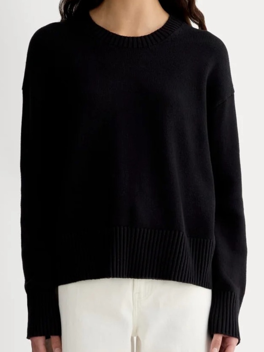Everlane The Boxy Sweater Everyday Cotton Black Organic Medium Crew Neck